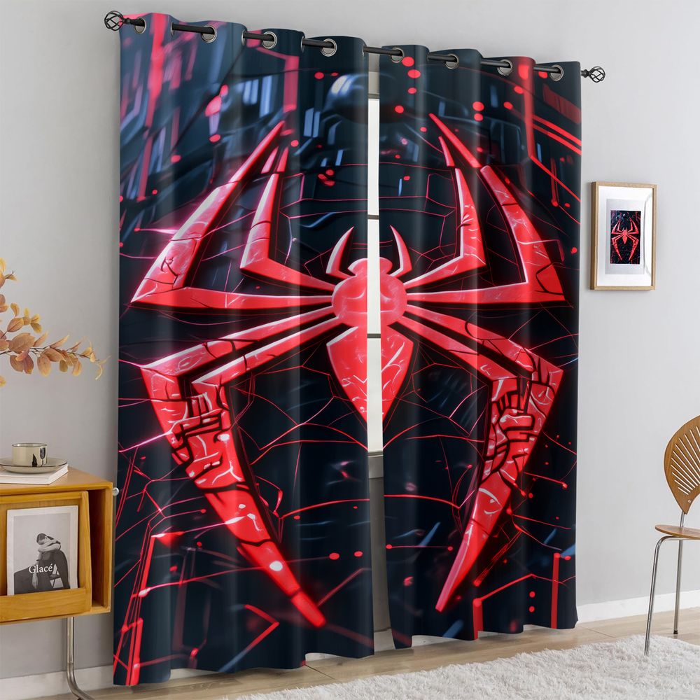 Office Tech Room - Gordijnen met spinnenprint Futuristische technologie Zwart