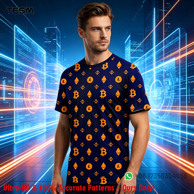 Office Tech Wear - Heren Crypto Patroon T-shirt Bitcoin Ethereum