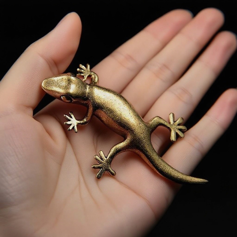 Office Tech - Handgemaakte bronzen retro gekko hagedis kameleon