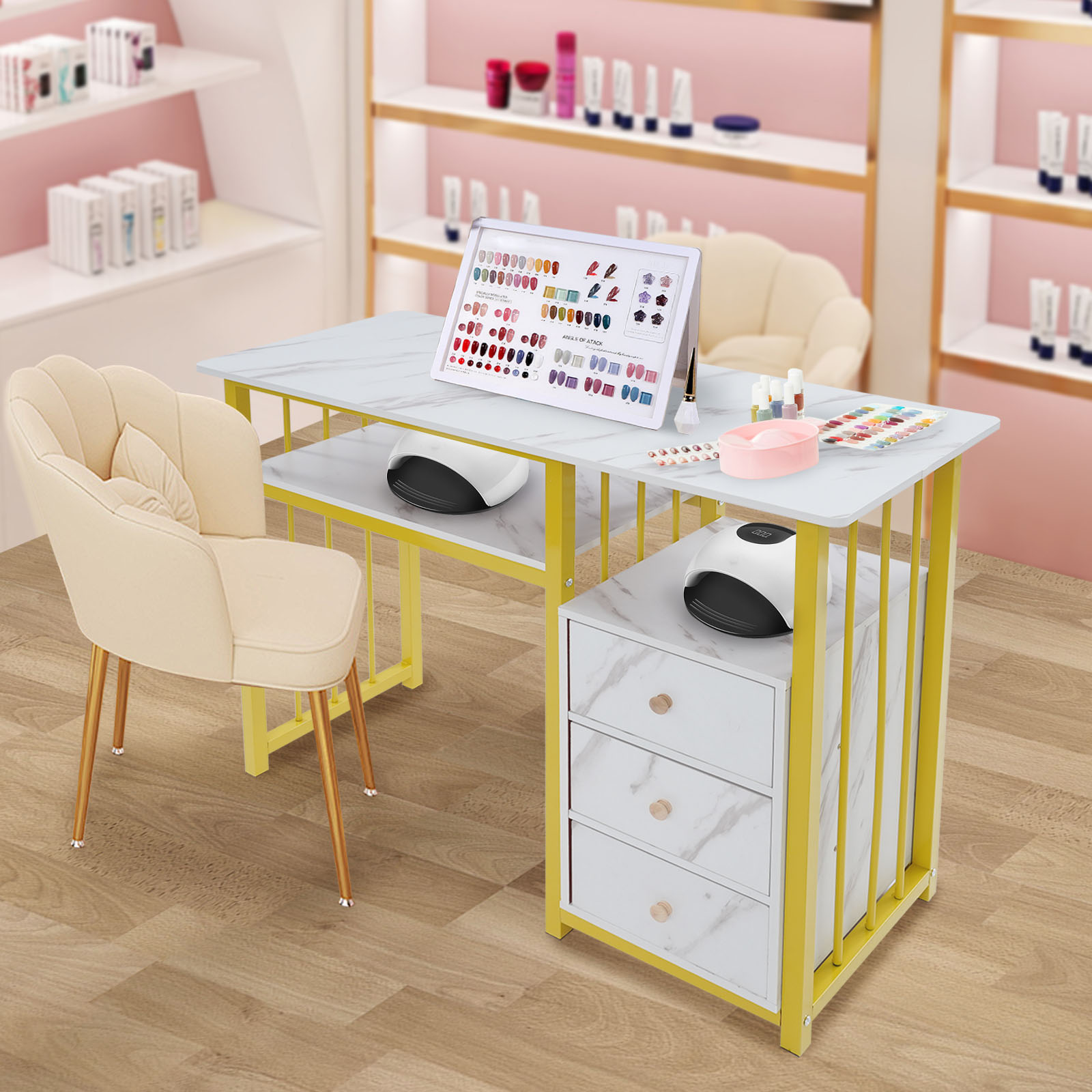 39,37×15,75×29,92 inch gouden  - Office Tech Room recensie en prijs