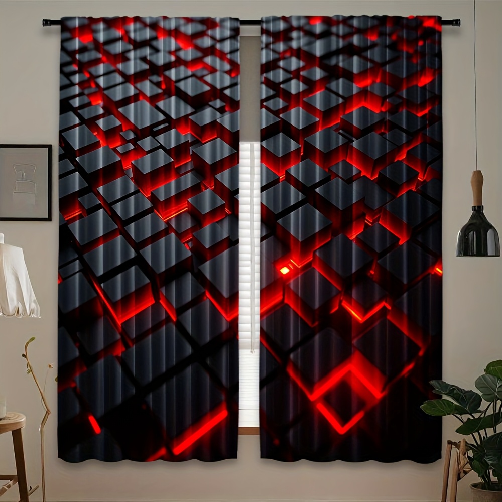 2 stuks geometrische gordijnen - Office Tech Room recensie en prijs