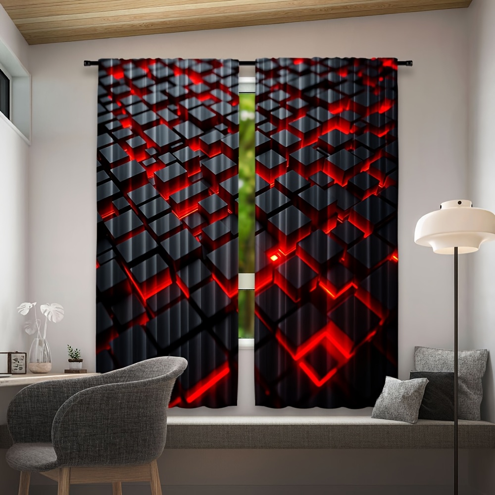 2 stuks geometrische gordijnen - Office Tech Room recensie en prijs